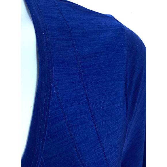 Elie McCarthy Blue Tunic V Neck Blouse Plus 3X Pleated Henley Flowy Stretch Boho - Picture 4 of 6